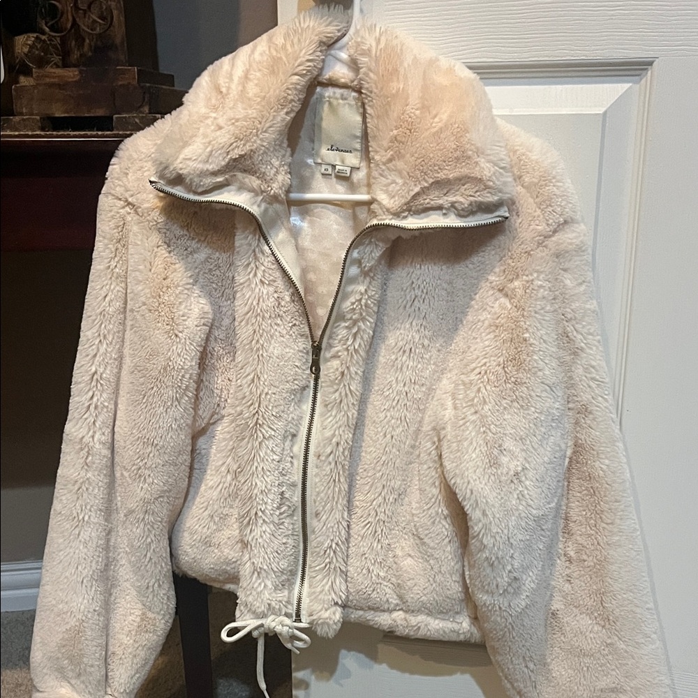 Anthropologie Elevenses Cream Teddy Jacket
